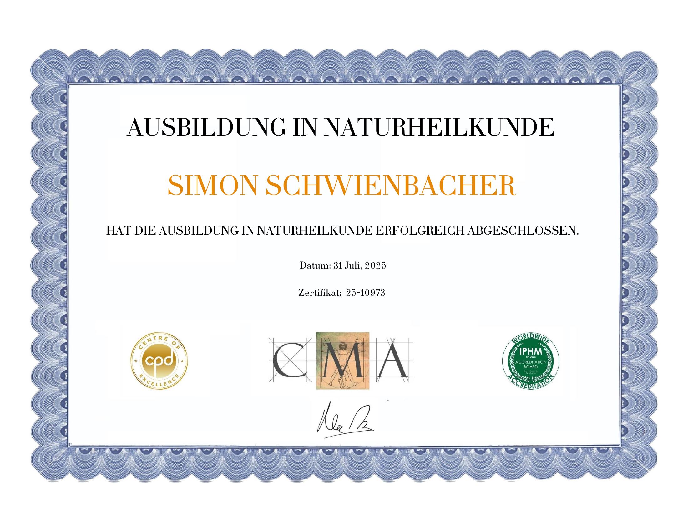 Zertifikat Naturheilkunde